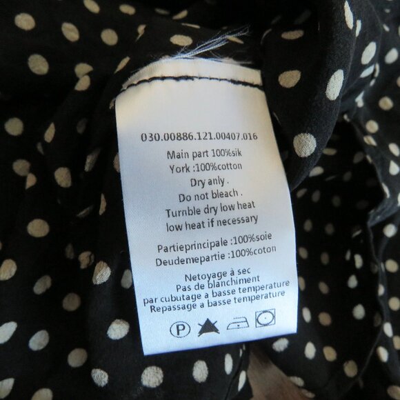 RIXO Lila 100% Silk Polka Dot Floral Embroidered Bib Collar Blouse Cottage Sz S - Picture 16 of 16